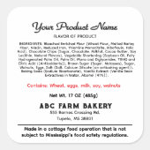 Mississippi cottage food label (Voorkant)
