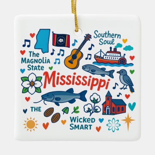 Mississippi Custom Family Trip Christmas Keramisch Ornament (Voorkant)