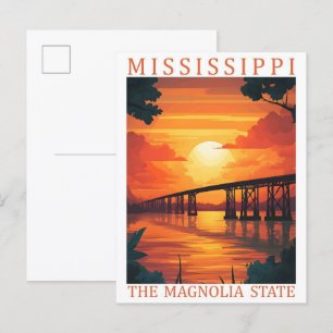 Mississippi de Magnolia-staat USA Reisbestemming Briefkaart