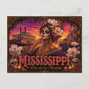 Mississippi Día de los Muertos Retro Briefkaart