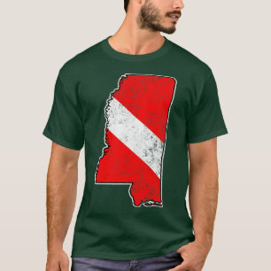 Mississippi Duikvlag Duiken State Kaart Duiken Dui T-shirt