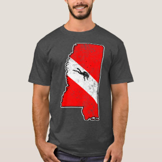 Mississippi Duikvlag Duiken State Kaart Duiken Dui T-shirt