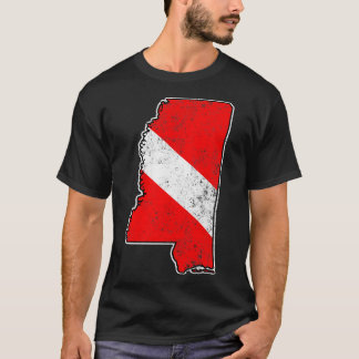 Mississippi Duikvlag Duiken State Kaart Duiken Dui T-shirt