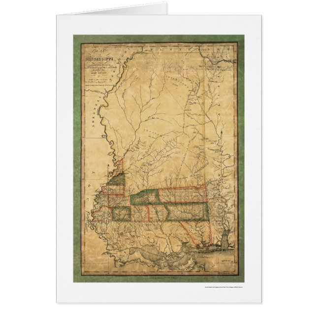 Mississippi Early Map van Melish 1820 (Voorkant)