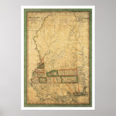 Mississippi Early Map van Melish 1820 Poster (Voorkant)