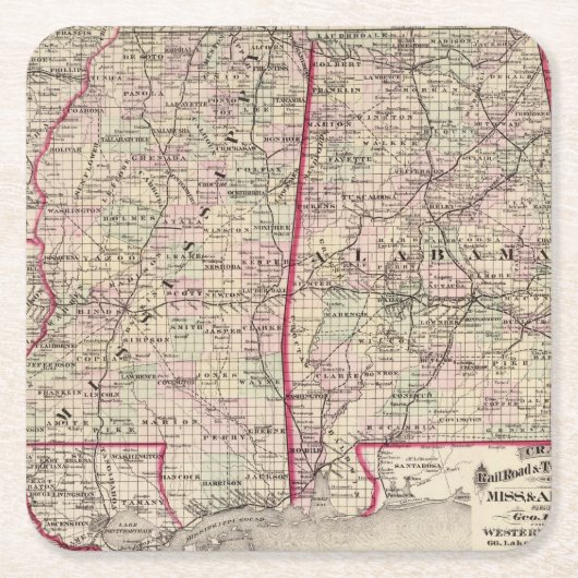 Mississippi en Alabama Kartonnen Onderzetters (Voorkant)