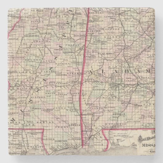 Mississippi en Alabama Stenen Onderzetter (Voorkant)