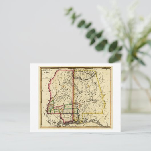 Mississippi en AlabamaPanoramic Map Briefkaart (Staand voorkant)