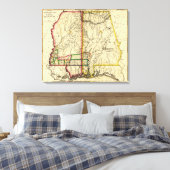 Mississippi en AlabamaPanoramic Map Canvas Afdruk (Insitu (Slaapkamer))