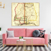 Mississippi en AlabamaPanoramic Map Canvas Afdruk (Insitu (Woonkamer))