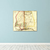 Mississippi en AlabamaPanoramic Map Canvas Afdruk (Insitu (Houten vloer))