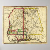 Mississippi en AlabamaPanoramic Map Poster (Voorkant)