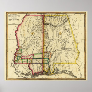 Mississippi en AlabamaPanoramic Map Poster