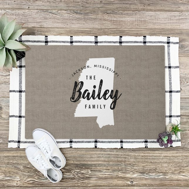 Mississippi familie Monogram staat deurmat (Creator heeft geüpload)