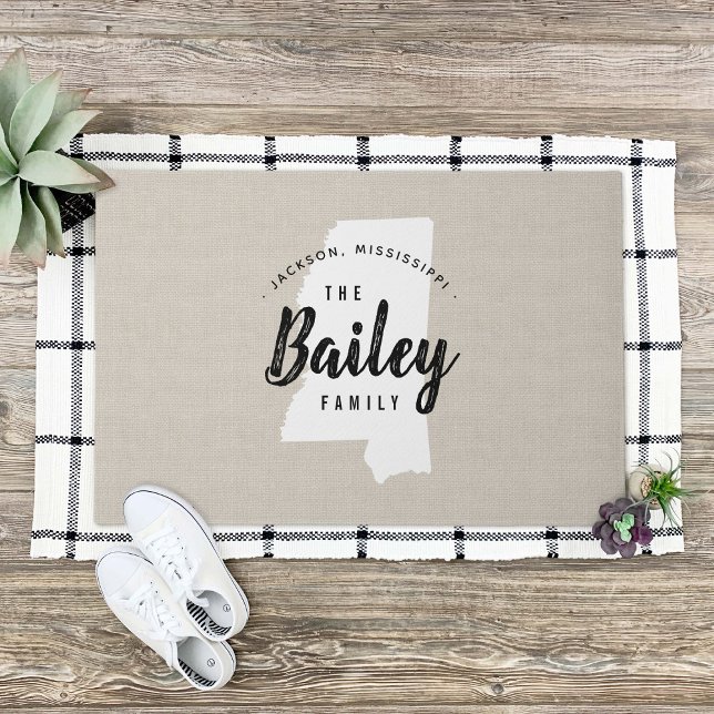 Mississippi familie Monogram staat deurmat (Creator heeft geüpload)
