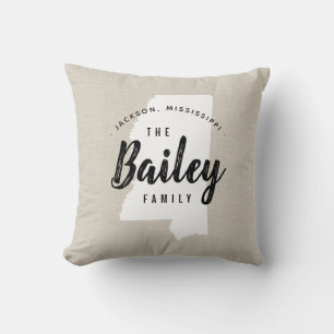 Mississippi Family Monogram State Sierkussen