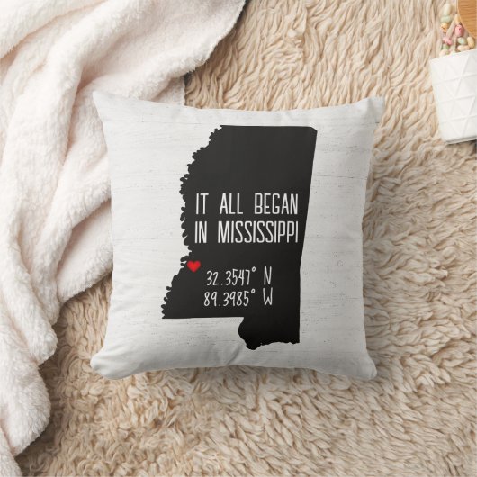 Mississippi GPS-coördinaten met hart Kussen (Deken)