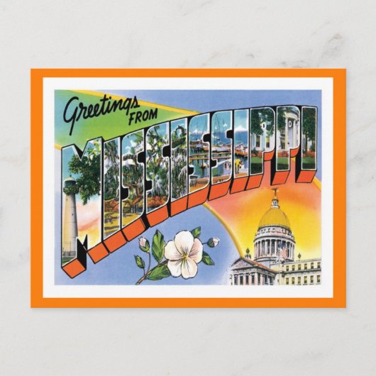 Mississippi Greetings Vintage Travel Briefkaart (Voorkant)