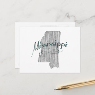Mississippi  grijze typografie briefkaart