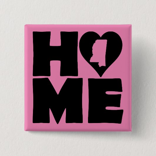 Mississippi Home Heart State Button Badge Pin (Voorkant)