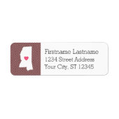 Mississippi Home State Love with Custom Heart Etiket (Voorkant)