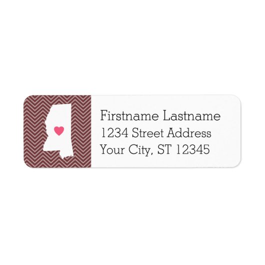 Mississippi Home State Love with Custom Heart Etiket (Voorkant)