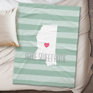 Mississippi Home State Love with Custom Heart Fleece Deken