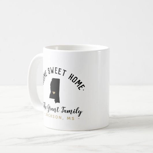 Mississippi Home Sweet Home Familie Monogram Mok (Voorkant links)