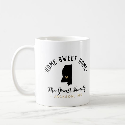 Mississippi Home Sweet Home Familie Monogram Mok (Links)