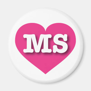 Mississippi Hot Pink Heart - Ik hou van MS Magneet