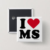 MISSISSIPPI - "IK HOOP VAN MS" "IK HOOP VAN MISSIS VIERKANTE BUTTON 5,1 CM (Voorkant /achterkant)