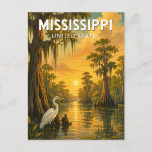 Mississippi Illustratie Reis Kunst Vintage Briefkaart
