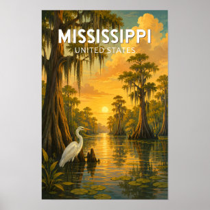 Mississippi Illustratie Reis Kunst Vintage Poster