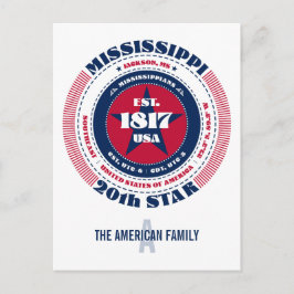 Mississippi, Jackson, MS, Patriottisch, Monogram Briefkaart