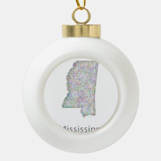 Mississippi-kaart Keramische Bal Ornament (Voorkant)