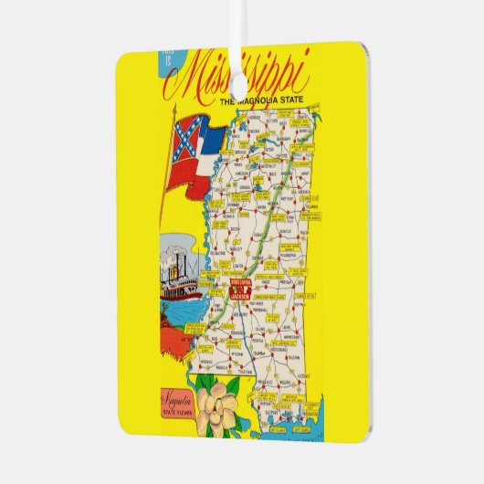  Mississippi Kaart Ornament (Voorkant links)