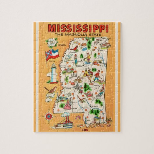 Mississippi  kaart puzzel (Verticaal)