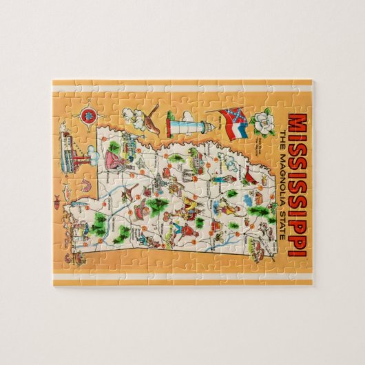 Mississippi  kaart puzzel legpuzzel (Horizontaal)