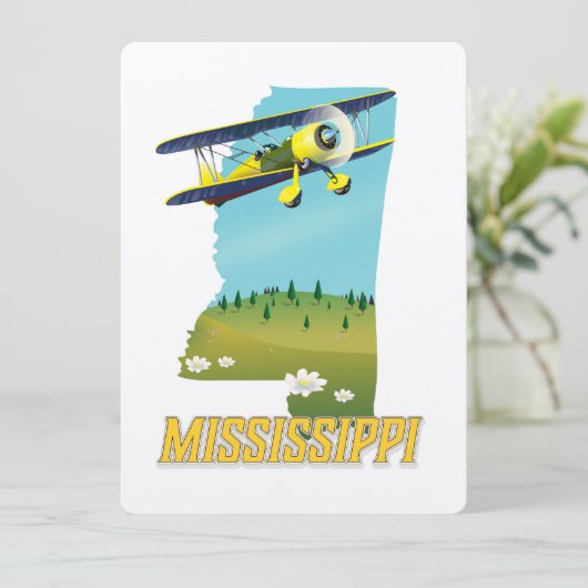 Mississippi Kaart reisposter afdrukken. (Staand voorkant)