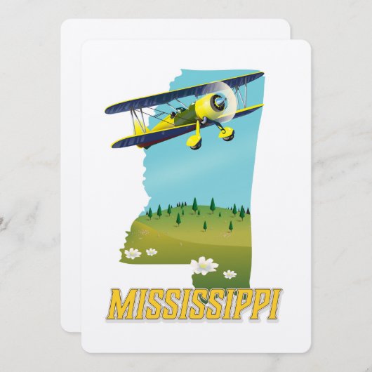 Mississippi  Kaart reisposter afdrukken. (Voorkant / Achterkant)
