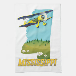 Mississippi Kaart reisposter afdrukken. Theedoek