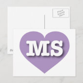 Mississippi Lavender Heart - Ik hou van MS Briefkaart (Voorkant / Achterkant)
