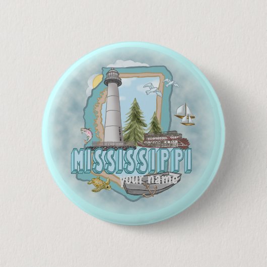 Mississippi Lighthouse pin-knop Ronde Button 5,7 Cm (Voorkant)