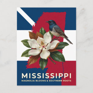 Mississippi Magnolia en Staat Bloem Erfgoed Briefkaart