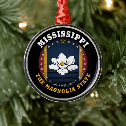 MISSISSIPPI MAGNOLIA STATE FLAG METALEN ORNAMENT (Boom)