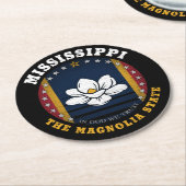 MISSISSIPPI MAGNOLIA STATE FLAG RONDE KARTONNEN ONDERZETTER (Gebogen)