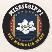 MISSISSIPPI MAGNOLIA STATE FLAG RONDE KARTONNEN ONDERZETTER (Voorkant)