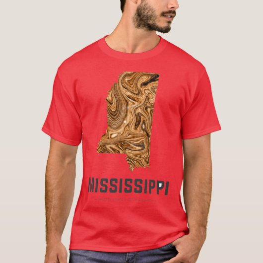 Mississippi Map Art Abstract in Brown T-shirt (Voorkant)