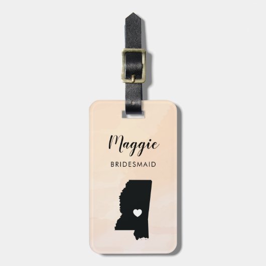 Mississippi Map Bagagelabel, Wedding Party Welcome Bagagelabel (Voorkant verticaal)