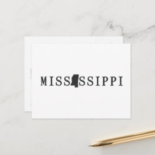 Mississippi Map Geschormde Letter State Word Art Briefkaart